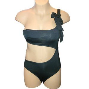 Shade & Shore Black Swimsuit Cheeky One Shoulder One Piece Bikini Medium Jj3400